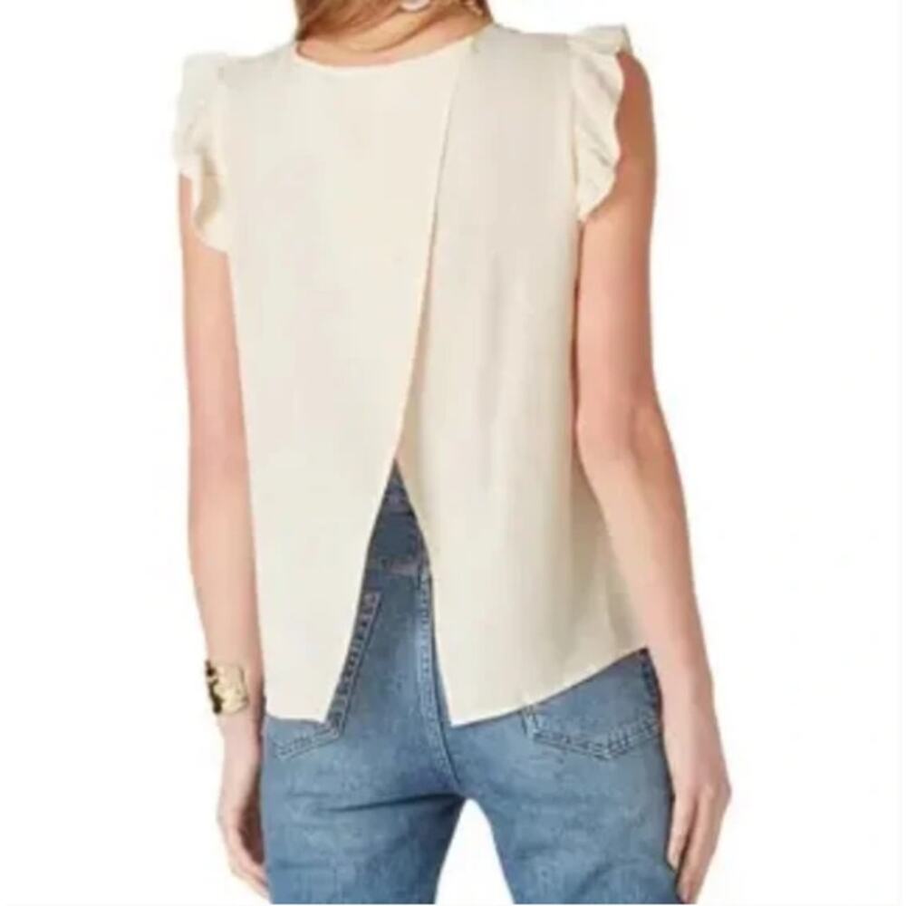 BA&SH Fani Ruffle-trimmed Crepe Top in Cream